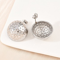 304ステンレススチールスタッドピアス  半円  ステンレス鋼色  20.5mm&nbsp;EJEW-G457-04B-P