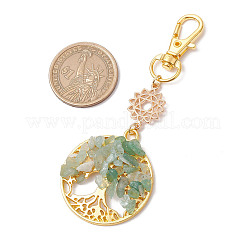 Natural Green Aventurine Chips Beads & Alloy Tree of Life Pendant Decorations&nbsp;HJEW-JM03129-04