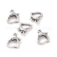 925スターリングシルバーカニカン  ハート  アンティークシルバー  10x11.5x3.5mm  穴：1.2mm  内径：5.5mm&nbsp;STER-D036-01AS