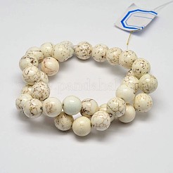 丸い天然マグネサイトビーズ連売り  乳白色  12mm  穴：1mm  約33個/連  15.4インチ&nbsp;G-M138-27