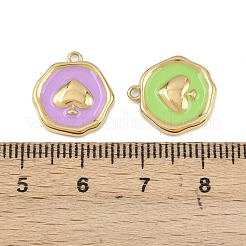 304ステンレスペンダント  ハートチャーム  エナメル  ゴールドカラー  ミックスカラー  15x14x2.5mm  穴：1.2mm&nbsp;STAS-C159-03C-G