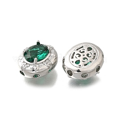 真鍮のガラスビーズ  カドミウムフリー＆ニッケルフリー＆鉛フリー  オーバル  プラチナメッキ  14x11.5x7mm  穴：1.4mm&nbsp;KK-M318-36P-02