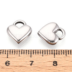 304ステンレススチールチャーム  ハートチャーム  変色防止  ステンレス鋼色  12.1x11x3.5mm  穴：3.5x3.2mm&nbsp;STAS-T065-42P