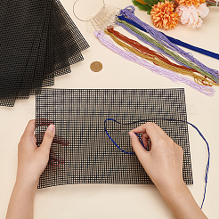プラスチック メッシュ キャンバス シート  財布テンプレート  毛糸作りに  編み物とかぎ針編みのプロジェクト  長方形  ブラック  30.1x20.2x0.1cm&nbsp;DIY-WH0030-58