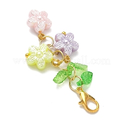 花と葉のアクリルパーツ装飾  合金製カニカン付き  カラフル  53mm&nbsp;HJEW-JM04060
