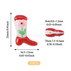 5Pcs Boot Baking Paint Glass Enamel  Beads&nbsp;LAMP-TADJ0001-08F