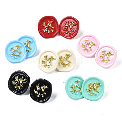 Flat Round with Butterfly Stud Earrings for Women&nbsp;EJEW-N046-017-NR