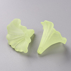 透明なアクリルビーズ  オランダカイウユリ  艶消し  緑黄  40.5x33x35mm  穴：1.8mm  約135個/500g&nbsp;BSF796-C17