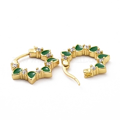 エナメル ティアドロップ ラップ フープ ピアス クリア キュービック ジルコニア  女性のための金メッキ真鍮イヤリング  カドミウムフリー＆鉛フリー  ミックスカラー  18x21x3.5mm  ピン：0.8x1mm&nbsp;KK-D079-28G