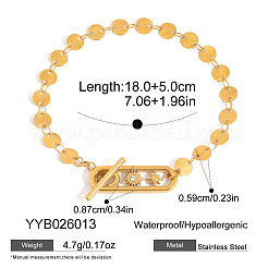 304 Stainless Steel Flat Sequin Chain Bracelets with Crystal Rhinestone with Moo Sun Star OT Clasps&nbsp;PL6562