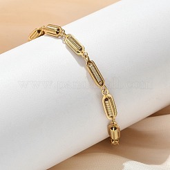 304 Stainless Steel Spring Oval Link Chain Bracelets for Women Men&nbsp;BJEW-S164-01G