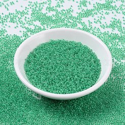 MIYUKIラウンドロカイユビーズ  日本製シードビーズ  （rr225)緑の裏地付きクリスタル  11/0  2x1.3mm  穴：0.8mm  約5500個/50g&nbsp;SEED-X0054-RR0225