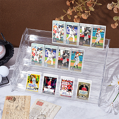 ミニカード用5段PAプラスチックディスプレイライザースタンド  透明  31x21x13.5cm&nbsp;DJEW-WH0028-002B