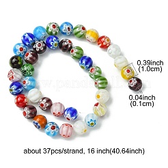 Handmade Millefiori Glass Round Bead Strands&nbsp;LAMP-YW0001-18B