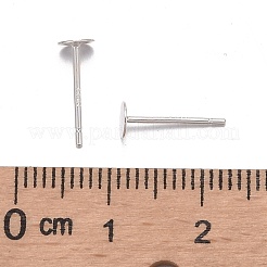 925 Sterling Silver Round Flat Pad Stud Earring Findings&nbsp;STER-T002-200S
