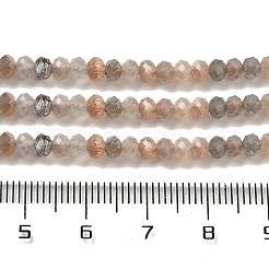 天然マルチムーンストーン ビーズ 連売り  多面カット  ロンデル  4x3mm  穴：0.7mm  約132個/連  15.24''（38.7センチメートル）&nbsp;G-B074-A08-01