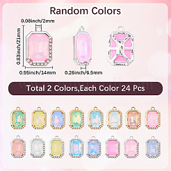 48Pcs 2 Colors UV Plating Alloy with Mixed Color Glass Rhinestone Pendants&nbsp;FIND-SC0023-45