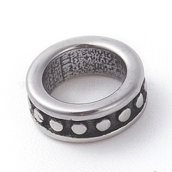 304ステンレススチールビーズ  大穴ビーズ  リング  アンティークシルバー  8x3mm  穴：5.5mm&nbsp;STAS-G186-03AS