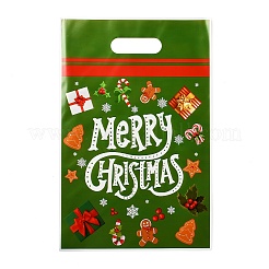 メリークリスマスプリントOPPセロハン包装袋（ダイホールハンドル付き）50個  長方形  グリーン  25.1x16.4x0.01cm&nbsp;LS-ABAG-C013-05