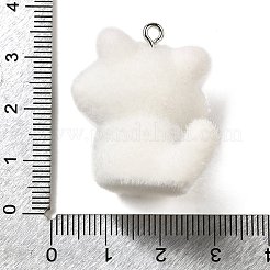 フロッキー樹脂ペンダント  プラチナ鉄ループ付き  猫の形  30x25x26mm  穴：1.8mm&nbsp;LS-RESI-E059-04C
