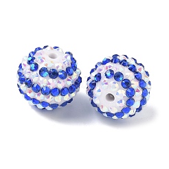 ストライプ樹脂ラインストーンビーズ  フーセンガム風ラウンドビーズ  アクリルと  ブルー  20mm  穴：2mm&nbsp;OACR-A037-01B
