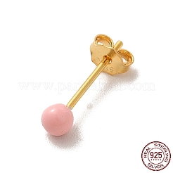 Enamel Round Ball Stud Earrings&nbsp;EJEW-C020-01G-06