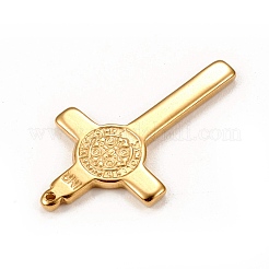 304ステンレスペンダント  サン・ベネディクト・メダルと交差する  ゴールドカラー  33x19x2mm  穴：1.2mm&nbsp;STAS-L250-004G