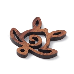 ウォールナットウッドペンダント  ウミガメチャーム  シエナ  27x27.5x2mm  穴：2.2mm&nbsp;WOOD-C016-02
