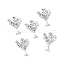 合金クリスタルラインストーンペンダント  カクテルチャーム  プラチナ  20x14x2.5mm  穴：1.8mm&nbsp;ALRI-H004-28P