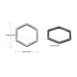 変色しない304ステンレススチール製リンクリング  六角  ステンレス鋼色  13.5x12x0.8mm&nbsp;X-STAS-S079-26A