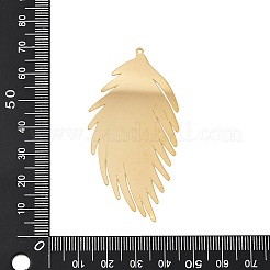 304ステンレススチールエッチングメタル装飾ペンダント  リーフチャーム  18KGP本金メッキ  65x33x0.5mm  穴：1.4mm&nbsp;STAS-H236-02G-02