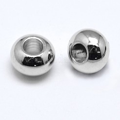 真鍮フラットラウンドスペーサービーズ  カドミウムフリー＆鉛フリー  プラチナ  6x4mm  穴：2mm&nbsp;X-KK-M085-18P-NR