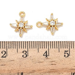 真鍮マイクロパヴェキュービックジルコニアスターチャーム  ニッケルフリー  18KGP本金メッキ  透明  13x11x8.5mm  穴：1.4mm&nbsp;KK-A281-13B-G