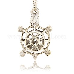チベットスタイル合金動物中空ペンダント  カメ  アンティークシルバー  36x25x12mm  穴：3mm&nbsp;PALLOY-J154-76AS