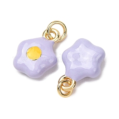 真鍮製エナメルペンダント  花のチャーム  鉛フリー＆カドミウムフリー  長持ちメッキ  ラックめっき  ライラック  13x10x4mm  穴：3mm&nbsp;LS-KK-CJC21A4-01G-01-RS