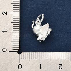 925スターリングシルバーペンダント  象のチャーム  丸カン925個とスタンプ925個付き  銀  15.5x9.5x5.5mm  穴：3.5mm&nbsp;FIND-Z069-02S