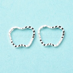 真鍮製フレームコネクター  長持ちメッキ  カドミウムフリー＆鉛フリー  りんご  925銀メッキ  8x9x1mm  内径：6x7.5mm&nbsp;KK-F831-008S-RS