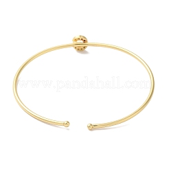 Rack Plating Brass Micro Pave Clear Cubic Zirconia Letter Open Cuff Bangles&nbsp;BJEW-A018-01G-G