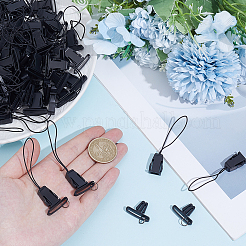 プラスチック製カメラストラップアダプター100個  サイドリリースバックル  取り外し可能なナイロンループストリングコネクター  真鍮スプリットリング100個付き  ブラック  77mm&nbsp;FIND-GF0008-79B