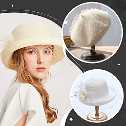 1mのポリエステルメッシュ生地  diy の花嫁ベール帽子魅惑的な  ベージュ  25cm&nbsp;AJEW-GA0006-87B