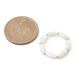 2Pcs 2 Style Shell Pearl Round & Oval Beaded Stretch Rings Set&nbsp;RJEW-TA00089