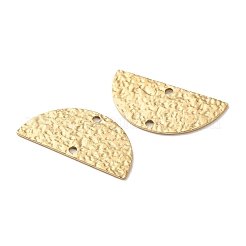 304ステンレススチールコネクタチャーム  テクスチャーのある半円形  14KGP本金メッキ  15x30x1mm  穴：1.8mm&nbsp;STAS-L022-550G