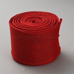10ヤードの黄麻布リボン  ギフト包装用  レッド  2-3/8インチ（61mm）&nbsp;OCOR-WH0100-77