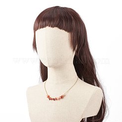 ナチュラルレッド瑪瑙チップスビーズジュエリーセット  女性用 304 ステンレススチールアズキチェーン付き宝石ペンダントネックレスとクラスターダングルイヤリング  ゴールドカラー  60mm  ピン：0.6mm  19インチ（48.5cm）&nbsp;SJEW-JS01230-04
