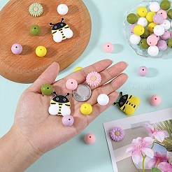 59 個 12 スタイルのシリコーンビーズ  ミックスカラー  15~31x15~28x8.5~15mm  穴：2~3.5mm&nbsp;SIL-SZ0002-26