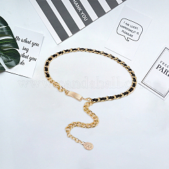 1Pc Black PU Leather & Alloy Twisted Waist Body Chains for Woman&nbsp;DIY-CL0001-10