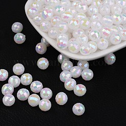 ファセットカラフルな環境に優しいポリスチレンアクリルラウンドビーズ  ABカラー  ホワイト  8mm  穴：1.5mm  約1324個/331g&nbsp;LS-SACR-K001-8mm-78