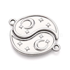 304ステンレスペンダント  月と星の陰陽  変色防止  ステンレス鋼色  26.5x14x2mm  穴：1.8mm&nbsp;STAS-T065-04P