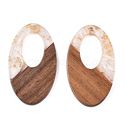 Transparent Resin and Walnut Wood Pendants&nbsp;RESI-T057-02N