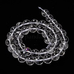 天然石クオーツクリスタルビーズ連売り  ロッククリスタルビーズ  木綿糸で  ラウンド  9.5~10mm  穴：1mm  約37個/連  14.76インチ（37.5cm）&nbsp;G-H236-05B-10mm